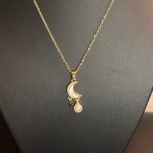New 304 Stainless Steel 18k Gold Plating Crescent Moon Pendant Necklace